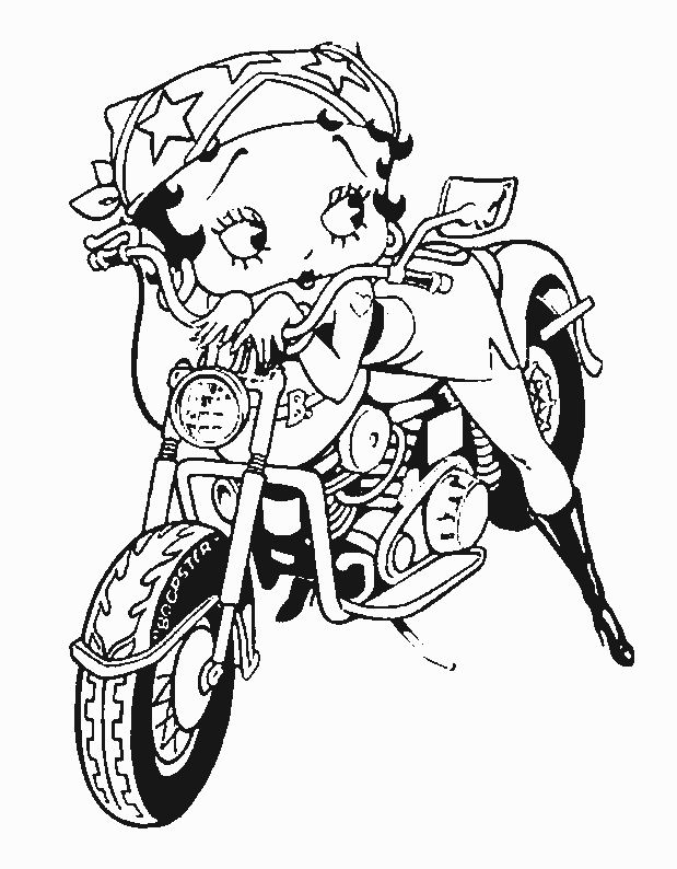 coloriage betty boop en jolie motarde
